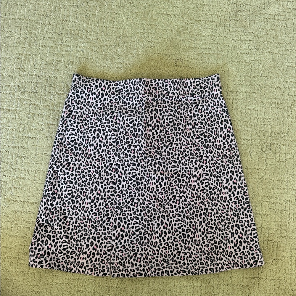 Topshop Pink Cheetah Print A-Line Mini Skirt